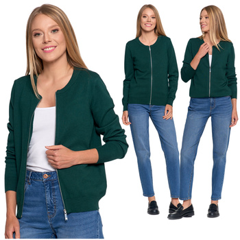 SWETER DAMSKI BOMBERKA ROZPINANY LEKKI SWETEREK GŁADKI MORAJ