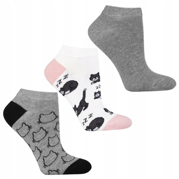 Skarpetki Stopki Damskie PREZENT DLA NIEJ Koty Urocze 3-PAK MORAJ 