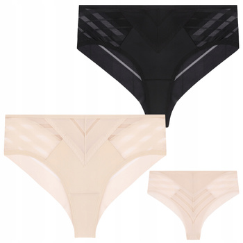 Majtki Damskie Figi z Siateczką Delikatne Modne Eleganckie MORAJ 2-PARY
