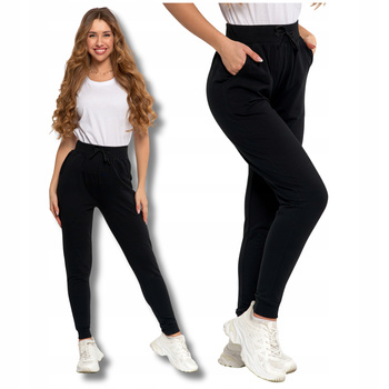 SPODNIE DRESOWE DAMSKIE GŁADKIE KLASYCZNE BASIC WIĄZANE WYGODNE MORAJ 