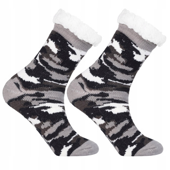 SKARPETKI GRUBE CIEPŁE SKARPETY MĘSKIE BAMBOSZE PAPCIE ABS MORO MORAJ