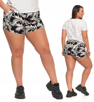 Szorty Damskie Krótkie Spodenki Dresowe Czarno Białe Wygodne MORAJ