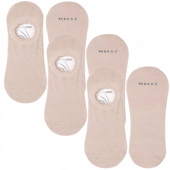 Beżowe Skarpetki Balerinki Damskie MORAJ Gładkie Niskie Skarpety 3PAK 