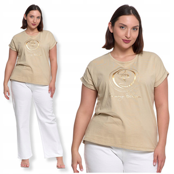 Bluzka Damska MORAJ Modna Koszulka Elegancki Złoty Nadruk Na Lato 