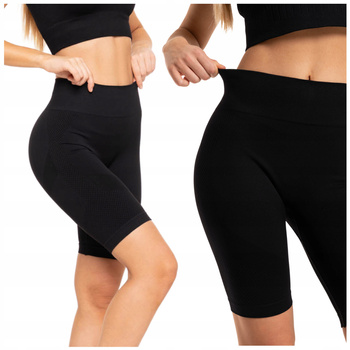 Krótkie LEGGINSY DAMSKIE Kolarki Bezszwowe Push-Up Wysoki Stan MORAJ 