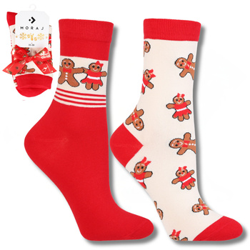 ŚWIĄTECZNE SKARPETY W PIERNIKI SKARPETKI PREZENT NA ŚWIĘTA MORAJ 2PAK