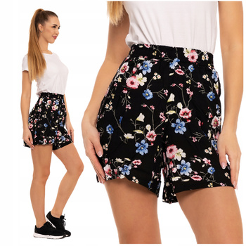KRÓTKIE SPODENKI Szorty Damskie MORAJ Wygodne Przewiewne KWIATKI