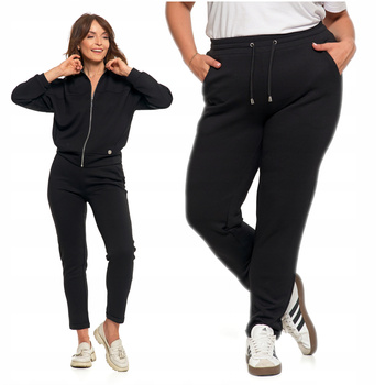 SPODNIE DRESOWE Czarne z kieszeniami Wiązane Rurki Eleganckie MORAJ 