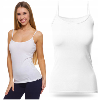 TOP DAMSKI Dopasowany Koszulka Gładka Bez Rękawów Podkoszulka MORAJ 