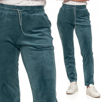 WELUROWE SPODNIE DAMSKIE Dresowe z Wysokim Stanem Prosta Nogawka MORAJ 