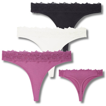 STRINGI DAMSKIE ELEGANCKIE Z KORONKĄ SUBTELNE DELIKATNE MORAJ 3-PAR