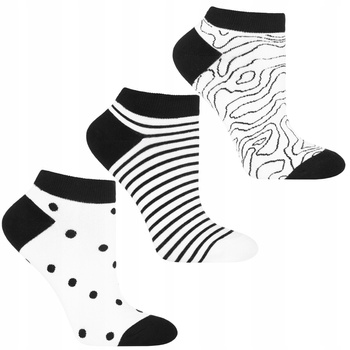 Stopki Skarpetki Damskie Czarno Białe Skarpety MORAJ Zestaw 3-pary