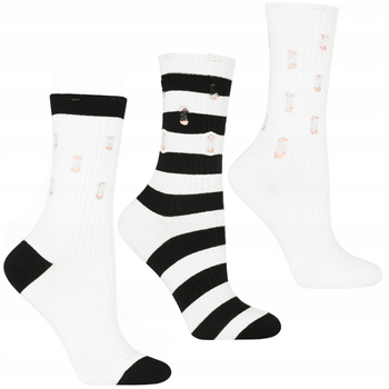 Skarpetki Damskie MORAJ Długie Skarpety z Przetarciami Prążek 3-PAK 