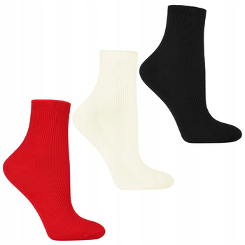 Skarpetki Damskie Za Kostkę Kolorowe Delikatny Prążek 3-PAK MORAJ 