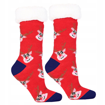 SKARPETKI ŚWIĄTECZNE CIEPŁE SKARPETY Bambosze z ABS r. UNI PREZENT MORAJ