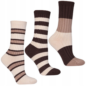Skarpetki Wysokie Damskie w Paski Prążkowane Klasyczne MORAJ 3-PAK 