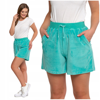 Welurowe Szorty Damskie Krótkie Spodenki z Wysokim Stanem Stylowe MORAJ 