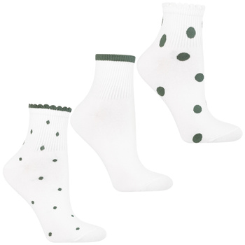 BIAŁE SKARPETKI ZA KOSTKĘ ZESTAW 3-PAK PRĄŻKOWANY ŚCIĄGACZ MORAJ