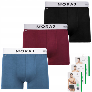 Gładkie Bokserki Męskie Wiskoza Bambusowa Dopasowane Wygodne 3PAK MORAJ 
