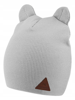 Czapka Dziecięca Prążkowana Bawełniana Dwuwarstwowa z uszkami Polska 