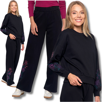 DRES DAMSKI SPODNIE OCIEPLANE Z HAFTEM BLUZA CIEPŁA HAFT NA RĘKAWIE MORAJ 