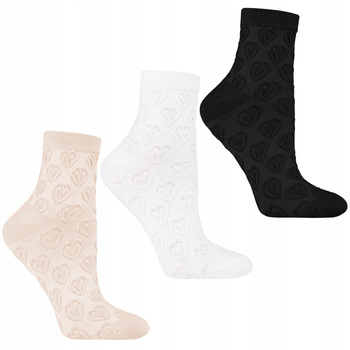 Skarpetki Damskie Za Kostkę Tłoczone Wzory Urocze MORAJ 3-PARY 