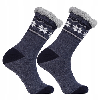 Grube Skarpety Męskie Bambosze z ABS Skarpetki w Norweski Wzór MORAJ r.Uni