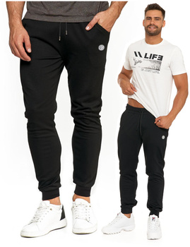 SPODNIE DRESOWE MĘSKIE ZE ŚCIĄGACZAMI CZARNE WYGODNE WIĄZANE MORAJ 