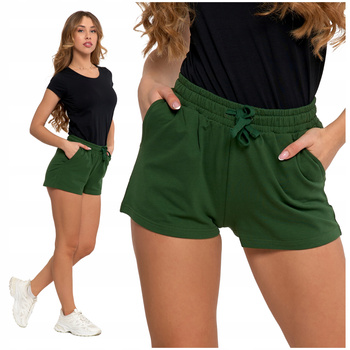 Dresowe Szorty Damskie Krótkie Spodenki Wiązane w Pasie Gładkie MORAJ 