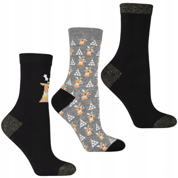 Skarpetki Świąteczne Skarpety PREZENT NA ŚWIĘTA Złota Nić 3-PAK MORAJ 