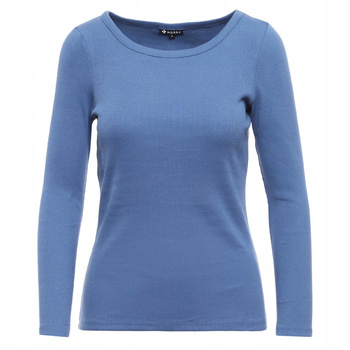 Bluzka Damska Prążkowana Modna Okrągły Dekolt Długi Rękaw Prążek MORAJ 