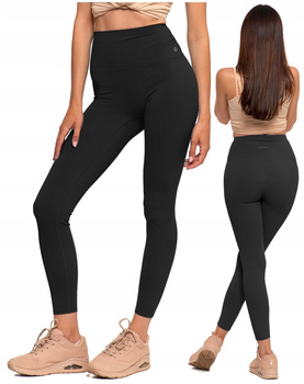 Legginsy Damskie Wysoki Stan Gładkie Kryjące Sportowe Fitness na Siłownie 