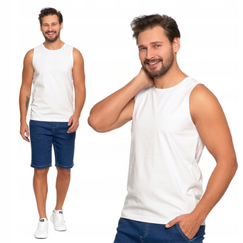 TANK-TOP Męski Koszulka Bez Rękawów Gładka Klasyczna Bokserka MORAJ 