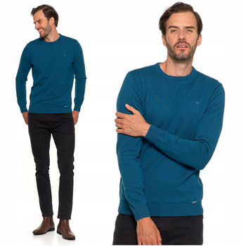 Elegancki SWETER MĘSKI Bawełniany z Okrągłym Dekoltem Ciepły MORAJ 