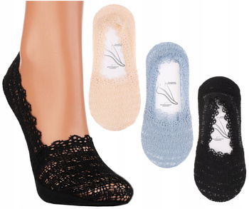 Stopki Niskie Skarpetki Koronkowe Balerinki Antypoślizgowe MORAJ 3 pary