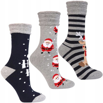 Skarpetki Świąteczne Skarpety Frotte PREZENT na Święta 3-pary MORAJ 