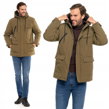 Kurtka Zimowa Męska z Kieszeniami i Kapturem Ciepła Modna Wygodna MORAJ 