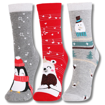 ŚWIĄTECZNE SKARPETY UROCZE SKARPETKI PREZENT NA ŚWIĘTA MORAJ 3-PAR