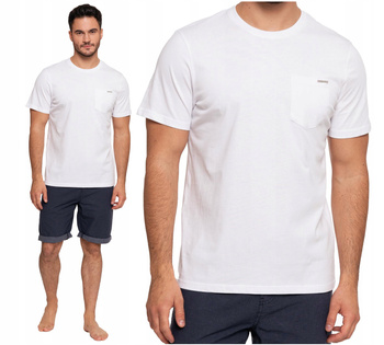 Biały T-Shirt Męski Gładki Klasyczny Bawełniany na Krótki Rękaw MORAJ 