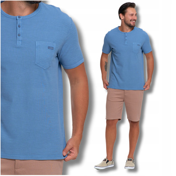 T-Shirt Męski Elegancki Koszulka z Guzikami Bluzka Krótki Rękaw MORAJ 