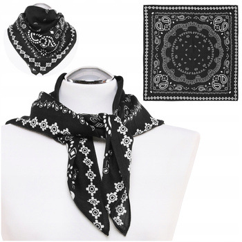 Duża BANDANKA Damska Czarna Chusta Apaszka na Szyję Chustka na Włosy MORAJ