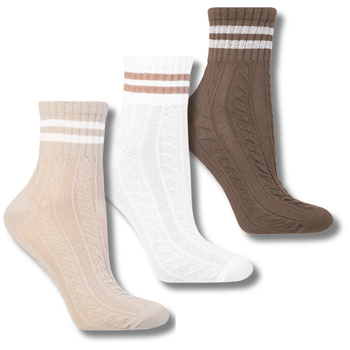 SKARPETKI DAMSKIE MORAJ SKARPETY ZA KOSTKĘ SWETERKOWY WZÓR 3-PAR