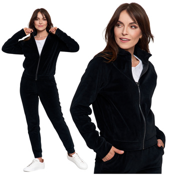 WELUROWA BLUZA DAMSKA ROZPINANA MORAJ GŁADKA BEZ KAPTURA WYGODNA