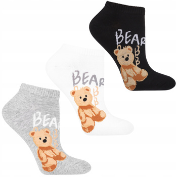 Skarpetki z Misiem MORAJ Stopki Damskie Niskie Skarpety MIŚ 3-PAK 