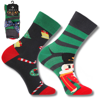SKARPETKI ŚWIĄTECZNE MĘSKIE PREZENT NA ŚWIĘTA MIKOŁAJKI 2-PAK MORAJ