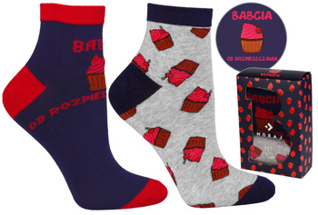 Skarpetki Kolorowe Modne PREZENT na Dzień Babci w Pudełku 2-PAK MORAJ 