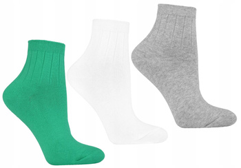 SKARPETKI DAMSKIE 3/4 ZA KOSTKĘ DELIKATNY PRĄŻEK 3-PAK MORAJ 