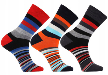 Wysokie Skarpety w Kolorowe Paski Skarpetki Garniturowe 3-PAK MORAJ 