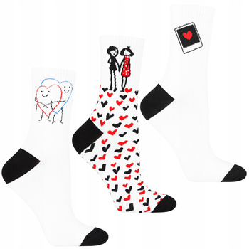 Urocze Skarpety Damskie Długie Skarpetki w Serca Wysokie MORAJ 3-PAK 