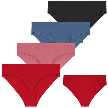 MAJTKI DAMSKIE BAWEŁNIANE FIGI DELIKATNA KORONKA ELEGANCKIE MORAJ 4-PAR